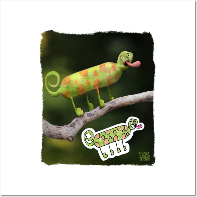 Curious Chameleon Wall Art by Things I Have Drawn